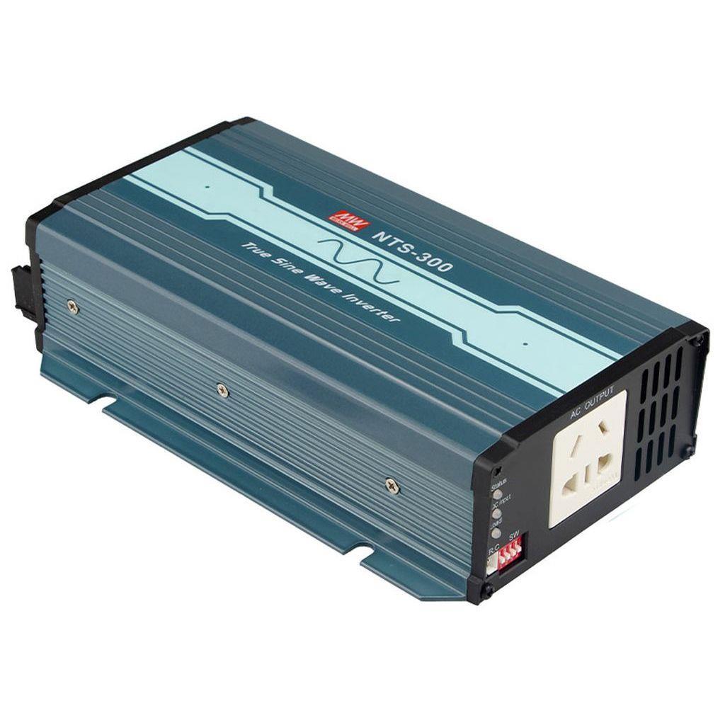 MEAN WELL NTS-300-212CN DC-AC True Sine Wave Inverter 300W; Input 12Vdc; Output 200/220/230/240VAC selectable by DIP switches; remote ON/OFF; Fanless design; AC output socket for China