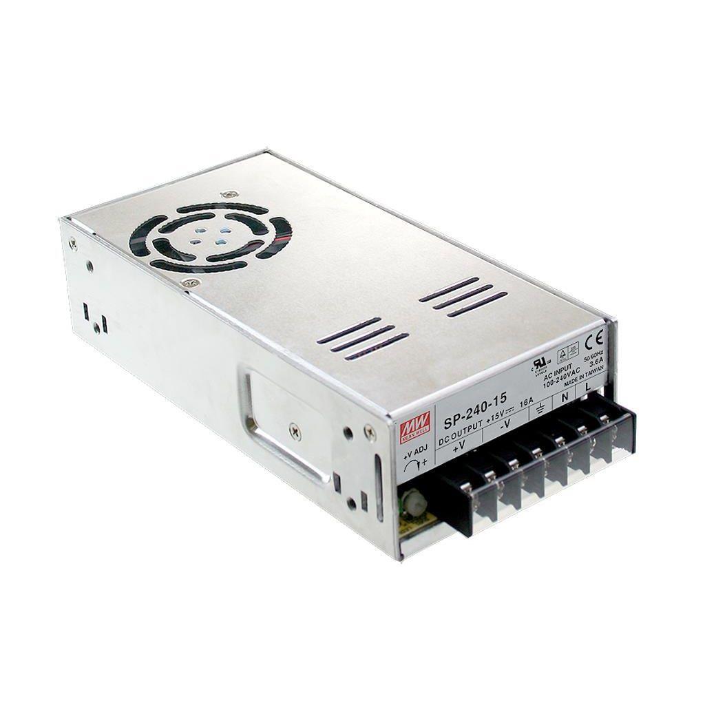 MEAN WELL SP-240-5 AC-DC Enclosed power supply; Output 5Vdc at 45A; PFC; forced air cooling; SP-240-5 is succeeded by RSP-200-5.