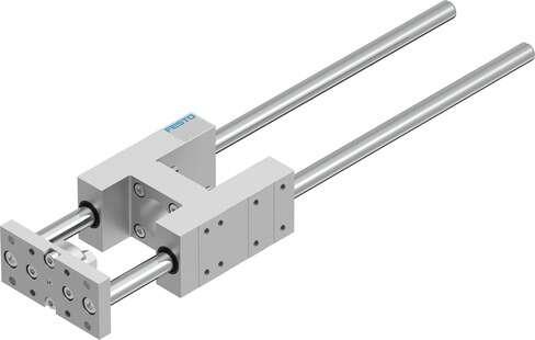 Festo 2784184 guide unit EAGF-V2-KF-50-400 For electric cylinder ESBF. Size: 50, Stroke: 400 mm, Reversing backlash: 0 µm, Assembly position: Any, Guide: Recirculating ball bearing guide