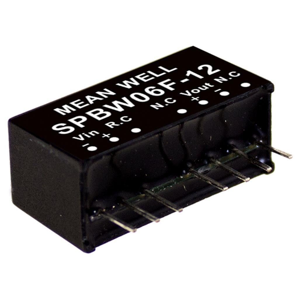 MEAN WELL SPBW06F-12 DC-DC Converter PCB mount; Input 9-36Vdc; Single Output 12Vdc at 0.5A; SIP Through hole package