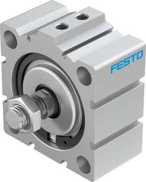 Festo 188320 short-stroke cylinder ADVC-80-10-A-P No facility for sensing, piston-rod end with male thread. Stroke: 10 mm, Piston diameter: 80 mm, Based on the standard: (* ISO 6431, * Hole pattern, * VDMA 24562), Cushioning: P: Flexible cushioning rings/plates at bot