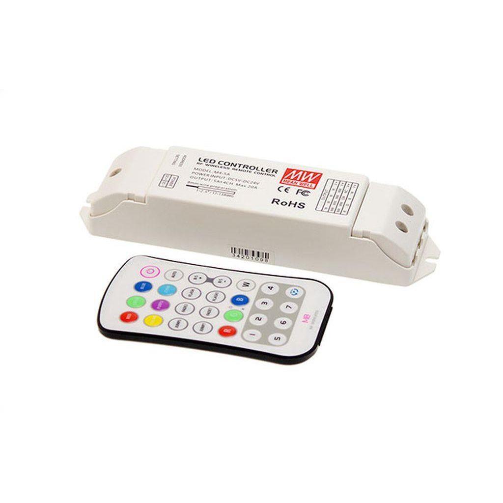 MEAN WELL RFP-M8M4-5A Remote and receiver control kits; Remote input 3VDC; Receiver Input 12-24VDC; Output 108W(12VDC) 216W(24VDC); Control color and brightness