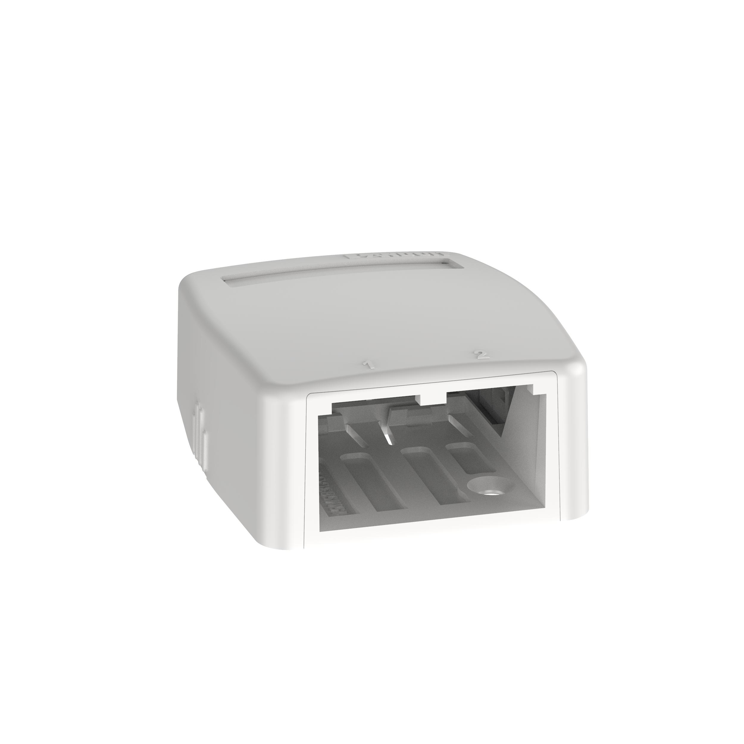 Panduit CBXQ2WH-A SURFACE MNT BOX 2-PORT MINICOMW/ QUICK RELEASE COVER ANDADHESIVE, WHITE