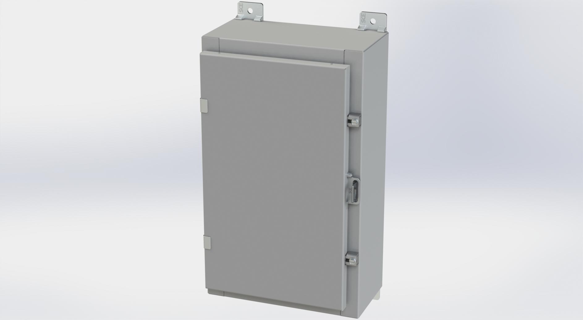 Saginaw Control SCE-20H1206LP Nema 4 LP Enclosure, Height:20.00", Width:12.00", Depth:6.00", ANSI-61 gray powder coating inside and out. Optional panels are powder coated white.