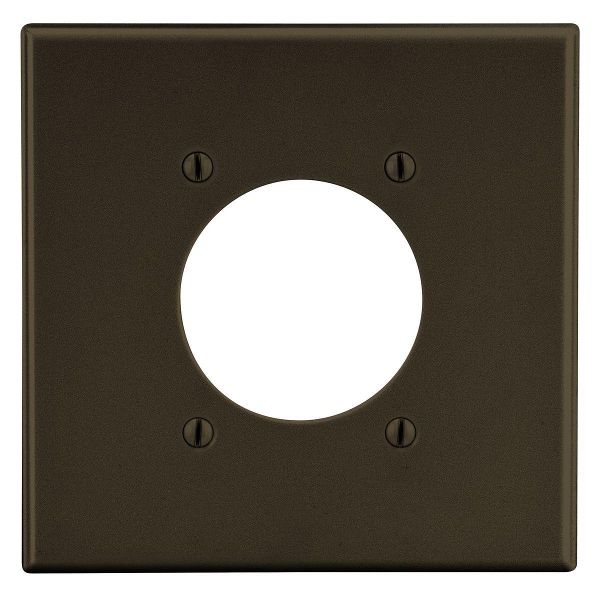 Hubbell PJ703 Wallplate,  Mid-Size 2-Gang, 2.15" Opening, Brown  ; High-impact, self-extinguishing polycarbonate material ; More Rigid ; Sharp lines and less dimpling ; Smooth satin finish ; Blends into wall with an optimum finish ; Smooth Satin Finish