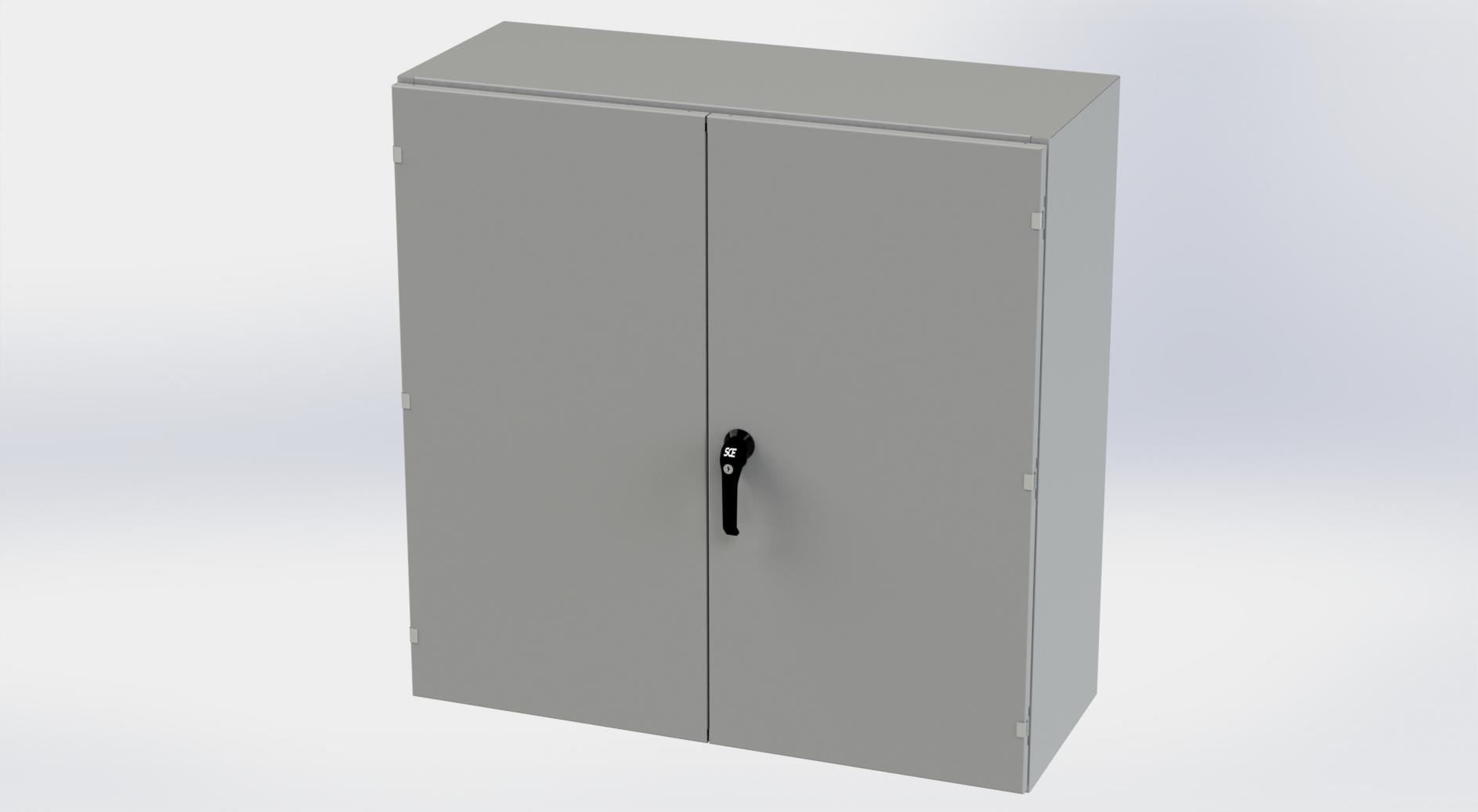 Saginaw Control SCE-424216WFLP WFLP Enclosure, Height:42.00", Width:42.00", Depth:16.00", ANSI-61 gray powder coating inside and out.