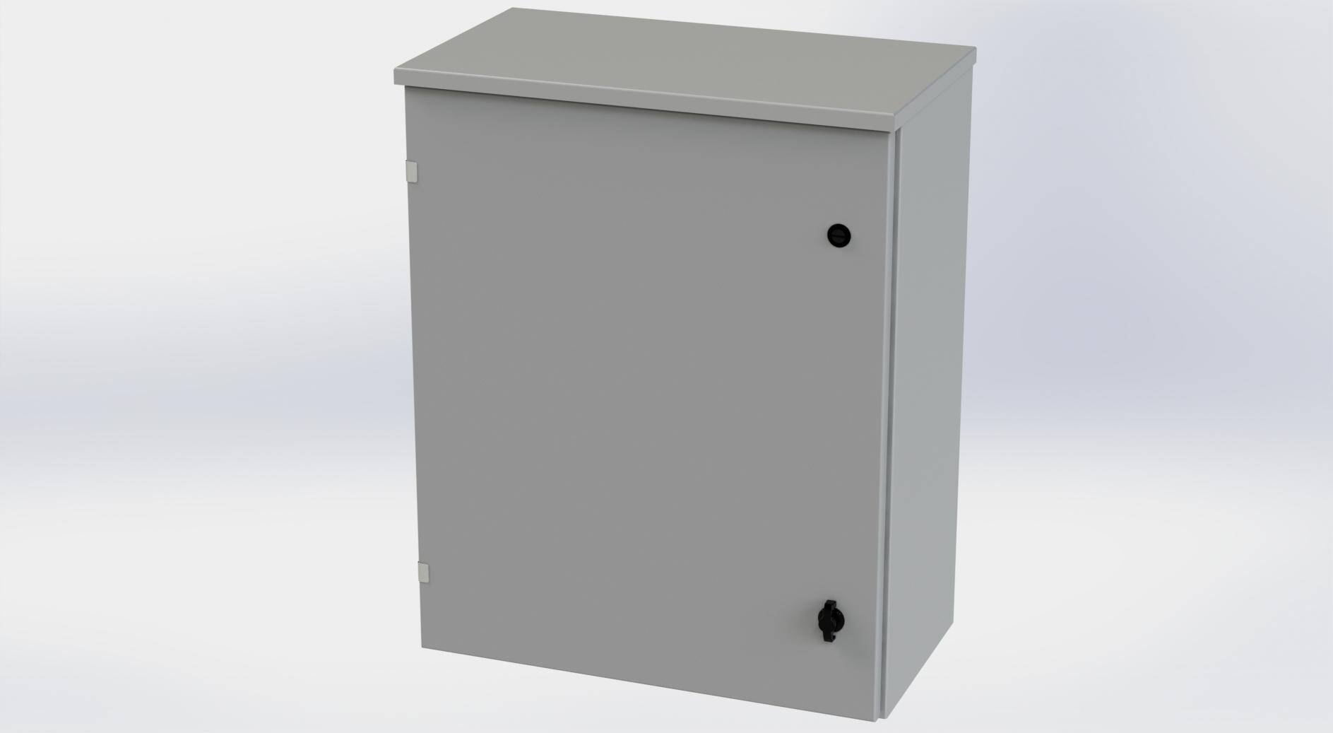 Saginaw Control SCE-30R2412LP Type-3R Hinged Cover Enclosure, Height:30.00", Width:24.00", Depth:12.00", ANSI-61 gray powder coating inside and out. Optional sub-panels are powder coated white.