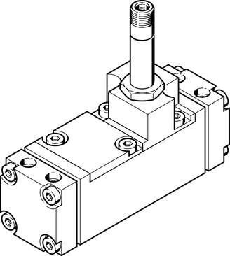 Festo 6223 solenoid valve CM-5/2-1/2-FH With plug socket and manual override, without sub-base Valve function: 5/2 monostable, Operating pressure: 1,5 - 8 bar, Pneumatic connection, port  1: G1/2, Pneumatic connection, port  2: G1/2, Pneumatic connection, port  3: G