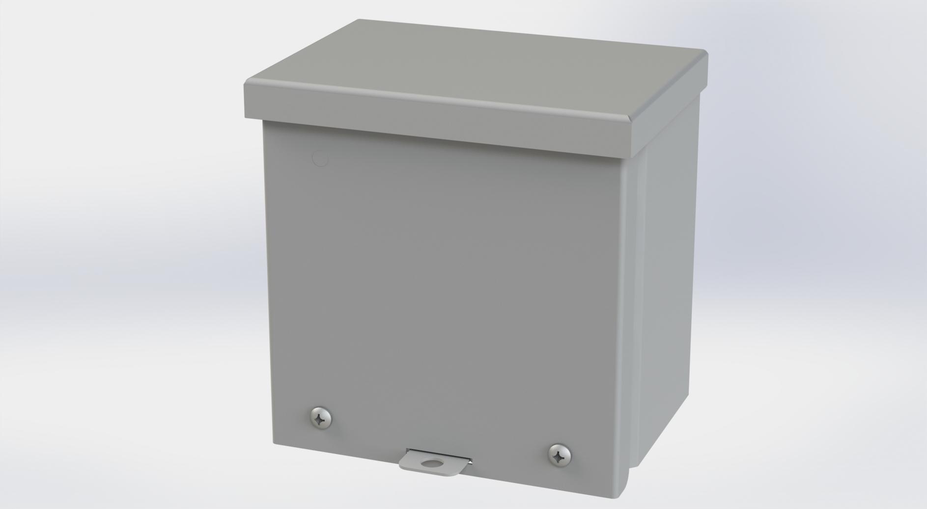 Saginaw Control SCE-6R64 Type-3R Screw Cover Enclosure, Height:6.00", Width:6.00", Depth:4.00", ANSI-61 gray powder coating inside and out.