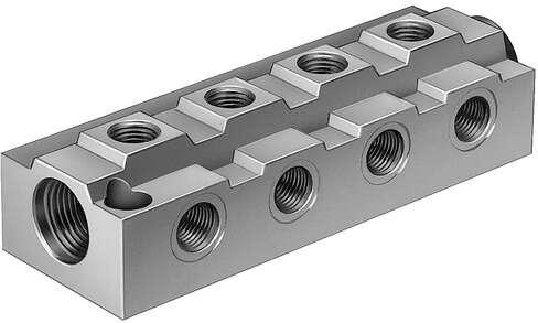 Festo 2077 distributor block FR-8-1/8 For distribution of compressed air. Nominal size: 8,6 mm, Assembly position: Any, Operating pressure complete temperature range: 0 - 16 bar, Operating medium: Compressed air in accordance with ISO8573-1:2010 [7:-:-], Note on ope