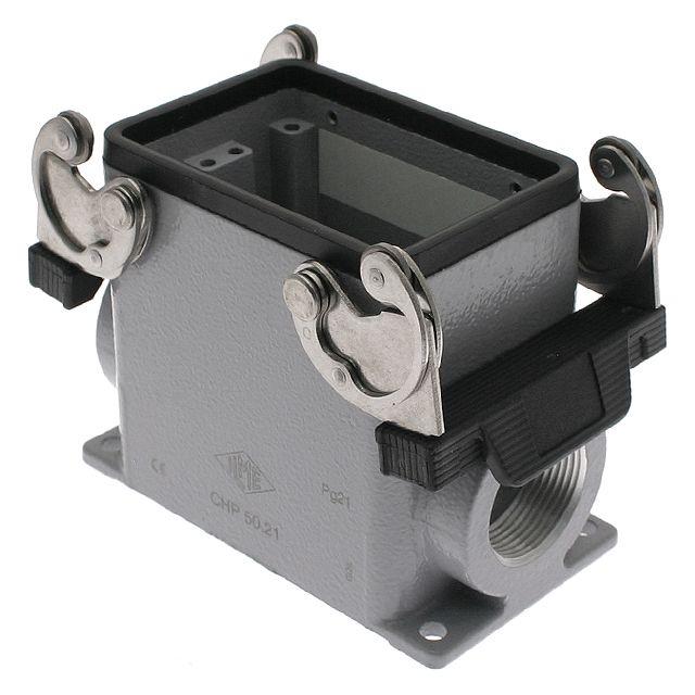 Mencom CHP-50.21 Standard, Rectangular Base, Double Latch, Surface mount, size 66.40, Side PG21 cable entry
