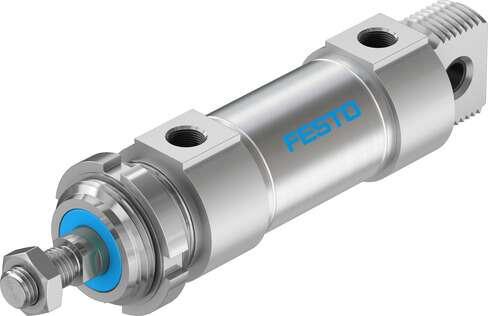 Festo 196030 round cylinder DSNU-40-25-PPV-A For position sensing, with adjustable end-position cushioning. Various mounting options, with or without additional mounting components. Stroke: 25 mm, Piston diameter: 40 mm, Piston rod thread: M12x1,25, Cushioning: PPV: P