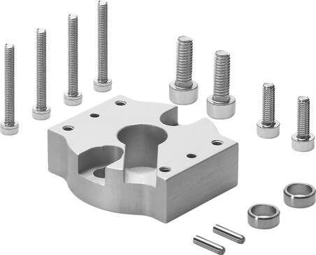 Festo 537171 adapter kit HAPG-SD2-22 For combining HGPT-16 T-slot grippers with DRQD-12/16-...-FW-... semi-rotary drives Assembly position: Any, Corrosion resistance classification CRC: 2 - Moderate corrosion stress, Ambient temperature: 5 - 60 °C, Product weight: 24 