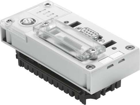 Festo 195740 bus node CPX-FB13 for modular electrical terminal CPX. Dimensions W x L x H: (* (including interlinking block), * 50 mm x 107 mm x 50 mm), Fieldbus interface: (* 2x M12x1, 5-pin, B-coded, * Sub-D socket, 9-pin, * Sub-D plug, for self-assembly), Device-spe