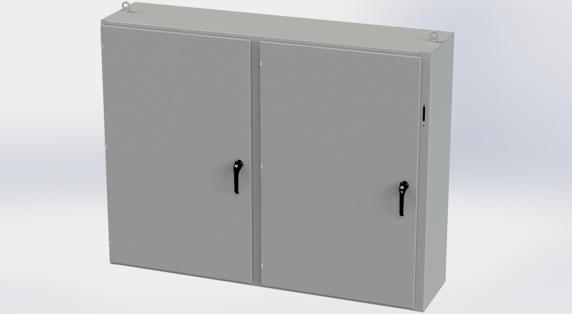 Saginaw Control SCE-60X2D7818 2DR Disc. Enclosure, Height:60.00", Width:77.75", Depth:18.00", ANSI-61 gray powder coating inside and out. Optional sub-panels are powder coated white.