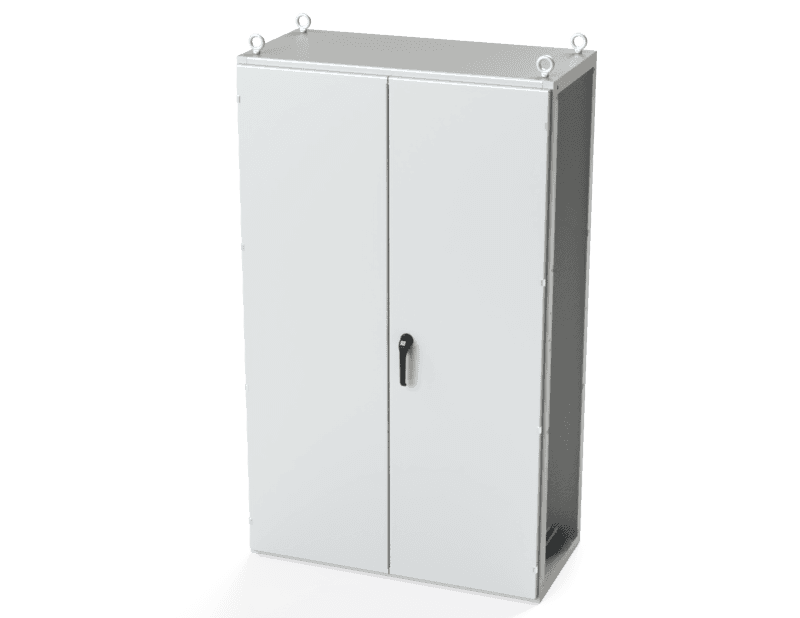 Saginaw Control SCE-T201206LG 2DR IMS Enclosure, Height:78.74", Width:47.24", Depth:22.00", Powder coated RAL 7035 gray inside and out.