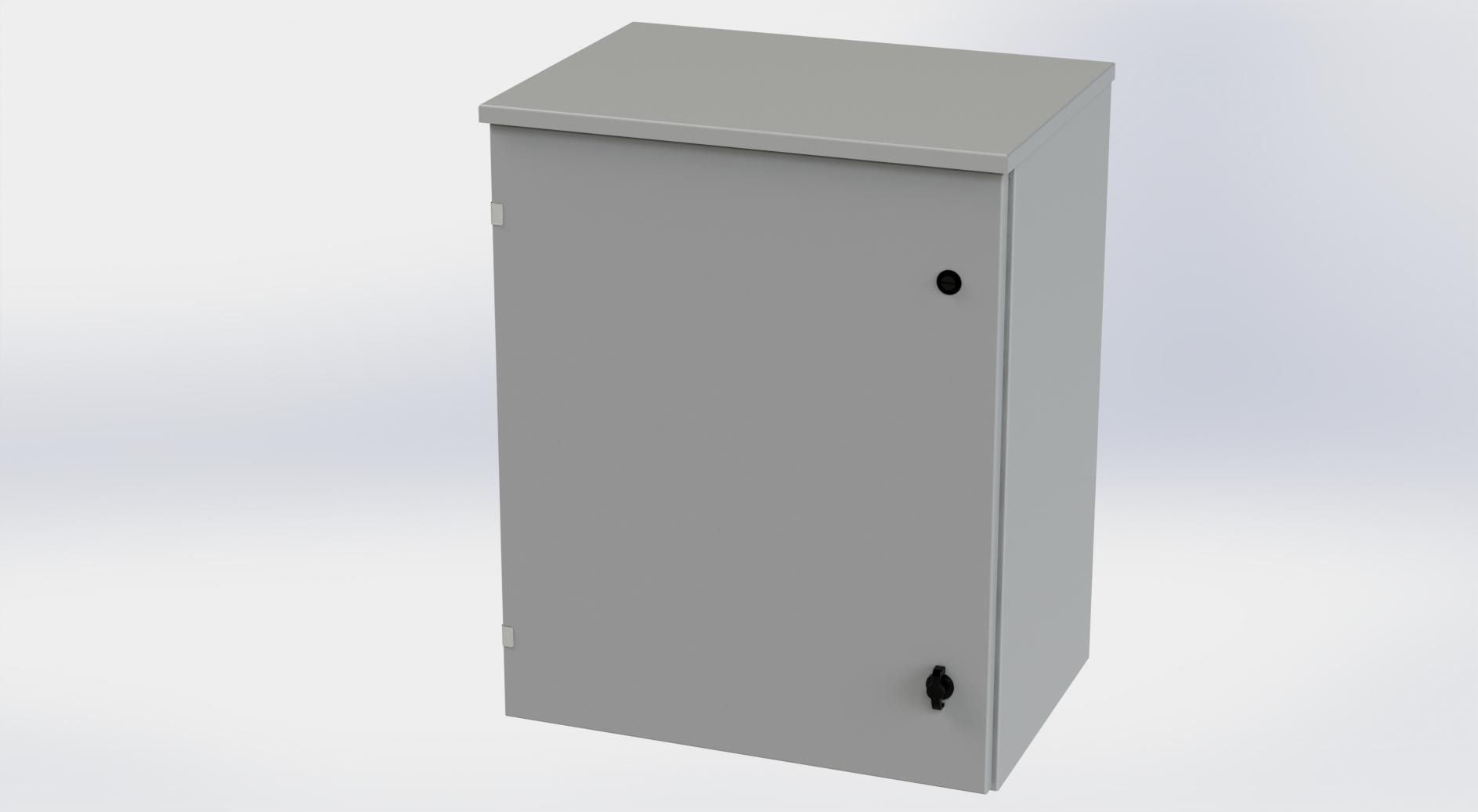 Saginaw Control SCE-30R2416LP Type-3R Hinged Cover Enclosure, Height:30.00", Width:24.00", Depth:16.00", ANSI-61 gray powder coating inside and out. Optional sub-panels are powder coated white.