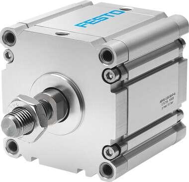 Festo 175770 compact cylinder ADVU-125-80-A-P-A For proximity sensing, piston-rod end with male thread. Stroke: 80 mm, Piston diameter: 125 mm, Cushioning: P: Flexible cushioning rings/plates at both ends, Assembly position: Any, Mode of operation: double-acting