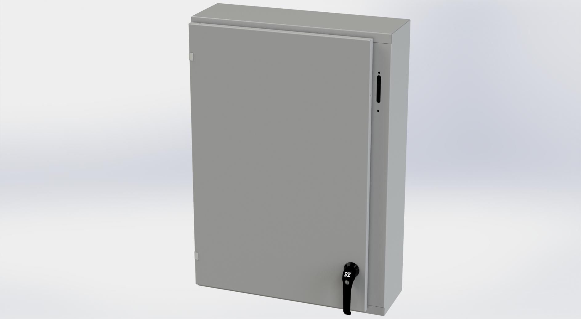 Saginaw Control SCE-36XEL2508LP XEL LP Enclosure, Height:36.00", Width:25.38", Depth:8.00", ANSI-61 gray powder coating inside and out. Optional sub-panels are powder coated white.