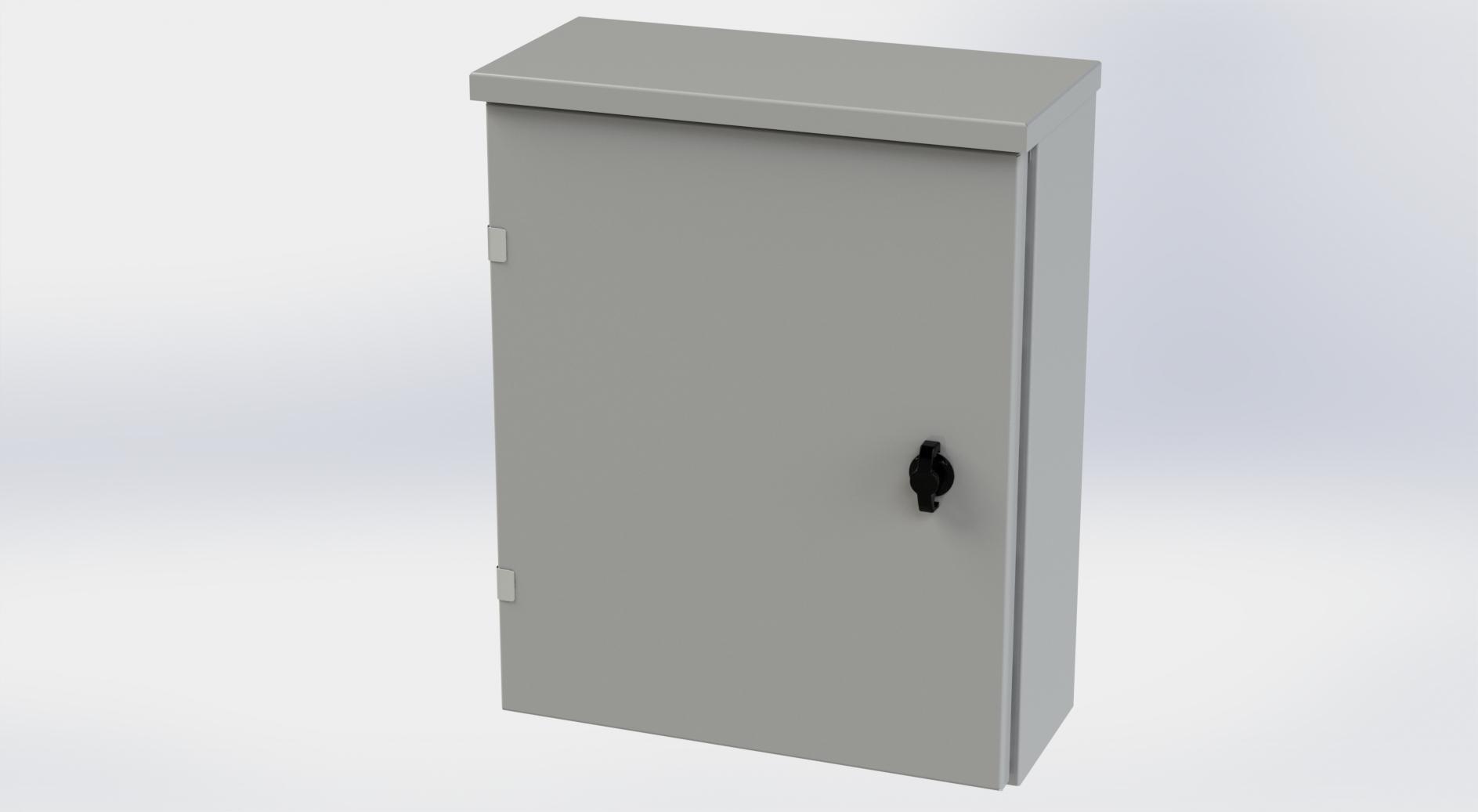 Saginaw Control SCE-20R1606LP Type-3R Hinged Cover Enclosure, Height:20.00", Width:16.00", Depth:6.00", ANSI-61 gray powder coating inside and out. Optional sub-panels are powder coated white.