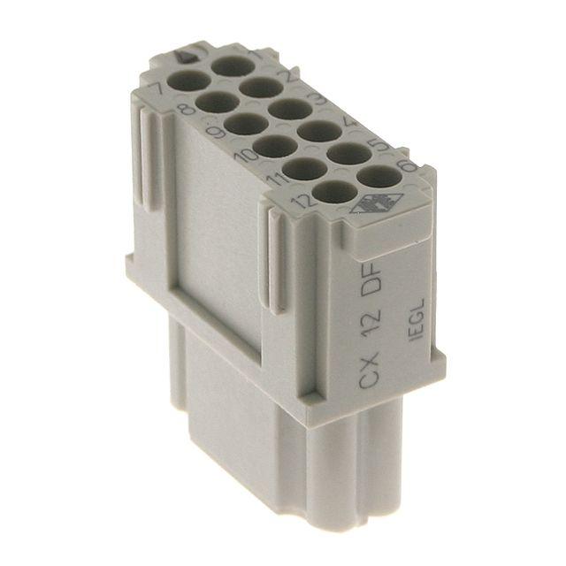 Mencom CX-12DF Mixo series, Female Rectangular Insert, 12 pin, 10 amp, Crimp