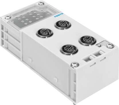 Festo 565706 manifold block CPX-P-AB-4XM12-4POL M12 connection. Dimensions W x L x H: (* (incl. interlinking block and connection technology), * 50 mm x 107 mm x 70 mm), Corrosion resistance classification CRC: (* 2 - Moderate corrosion stress, * (when installed)), St
