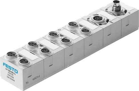 Festo 538788 input/output module CP-E08-M8-CL With 8 inputs Authorisation: (* C-Tick, * c UL us - Listed (OL)), CE mark (see declaration of conformity): (* to EU directive for EMC, * to EU directive explosion protection (ATEX)), ATEX category Gas: II 3G, ATEX category