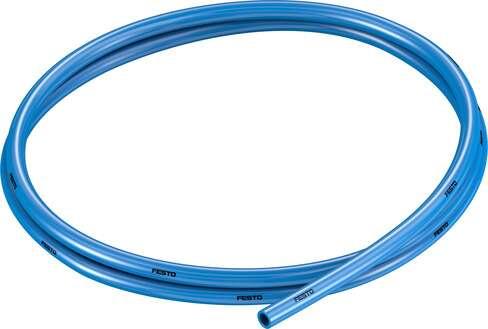 Festo 197384 plastic tubing PUN-H-6X1-BL Approved for use in food processing (hydrolysis resistant) Outside diameter: 6 mm, Bending radius relevant for flow rate: 26 mm, Inside diameter: 4 mm, Min. bending radius: 10 mm, Tubing characteristics: Suitable for energy cha