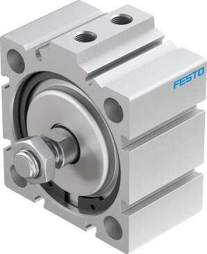 Festo 188296 short-stroke cylinder ADVC-63-10-A-P No facility for sensing, piston-rod end with male thread. Stroke: 10 mm, Piston diameter: 63 mm, Based on the standard: (* ISO 6431, * Hole pattern, * VDMA 24562), Cushioning: P: Flexible cushioning rings/plates at bot