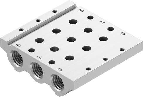 Festo 566619 manifold rail VABM-L1-14S-G14-3 Grid dimension: 16 mm, Max. number of valve positions: 16, Operating pressure: -0,9 - 10 bar, Authorisation: (* RCM Mark, * c CSA us (OL), * c UL us - Recognized (OL)), Corrosion resistance classification CRC: 2 - Moderate 