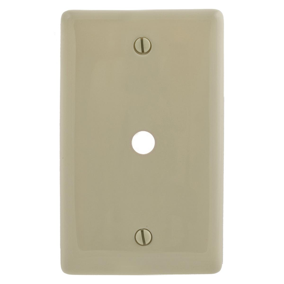 Hubbell NP11I Wallplates and Box Covers, Wallplate, Nylon, 1-Gang, .406" Opening, Box Mount, Ivory  ; Reinforcement ribs for extra strength ; High-impact, self-extinguishing nylon material ; Captive screw feature holds mounting screw in place ; Standard Size is 1/8" la