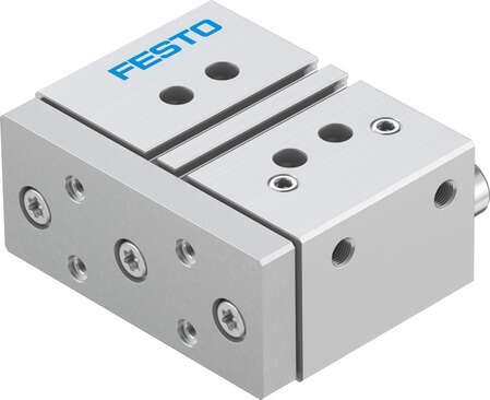 Festo 170864 guided drive DFM-40-25-P-A-GF With integrated guide. Centre of gravity distance from working load to yoke plate: 50 mm, Stroke: 25 mm, Piston diameter: 40 mm, Operating mode of drive unit: Yoke, Cushioning: P: Flexible cushioning rings/plates at both ends