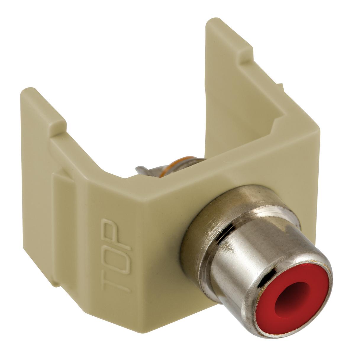 Hubbell SFRCREI Snap-Fit, Audio/Video Connector, RCA, Solder Termination, Red/Electric Ivory  ; Standard Product