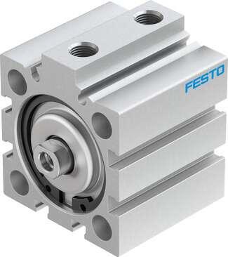 Festo 188240 short-stroke cylinder ADVC-40-20-I-P No facility for sensing, piston-rod end with female thread. Stroke: 20 mm, Piston diameter: 40 mm, Based on the standard: (* ISO 6431, * Hole pattern, * VDMA 24562), Cushioning: P: Flexible cushioning rings/plates at b