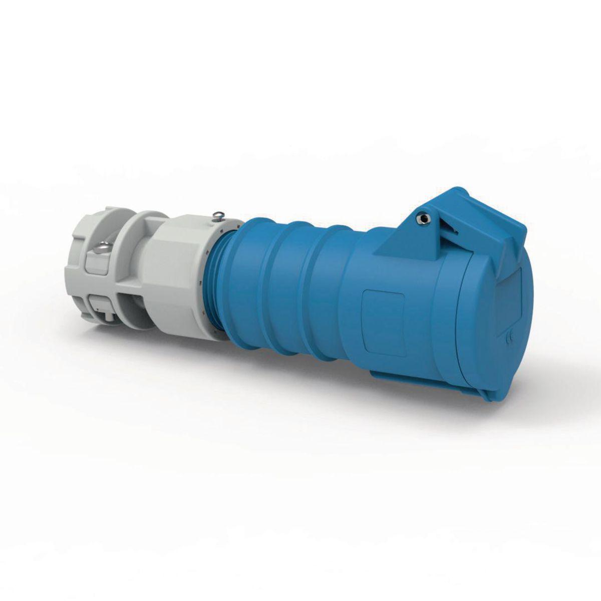 Hubbell C560C9SA Heavy Duty Products, IEC Pin and Sleeve Devices, Hubbell-PRO, Female, Connector Body, 60/63 A  120/208 VAC, 4-POLE 5-WIRE, Blue, Splash Proof  ; IP44 environmental ratings ; Impact and corrosion resistant insulated non-metallic housing ; Sequential contac