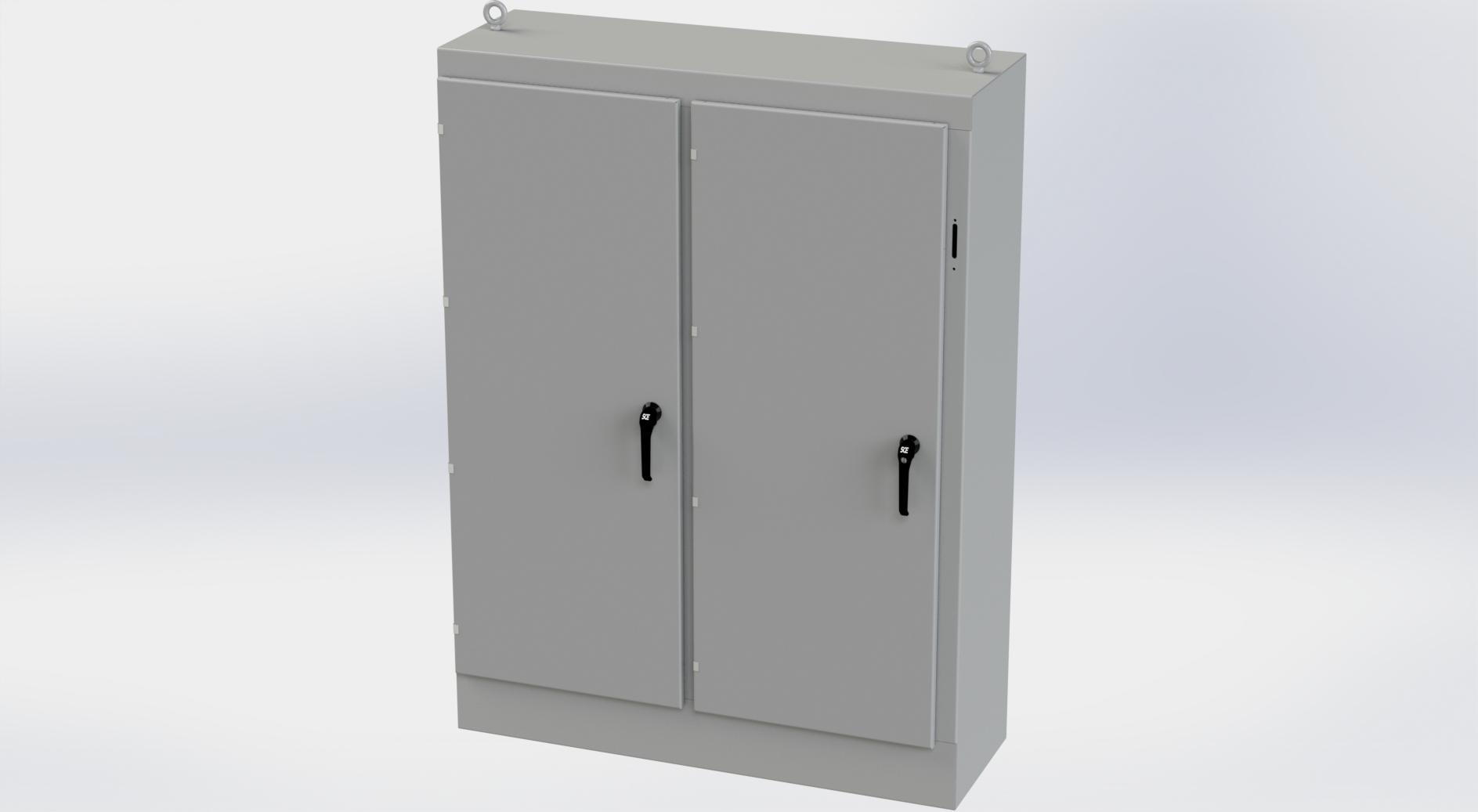 Saginaw Control SCE-72XM5418G 2DR XM Enclosure, Height:72.00", Width:53.75", Depth:18.00", ANSI-61 gray powder coating inside and out. Sub-panels are powder coated white.