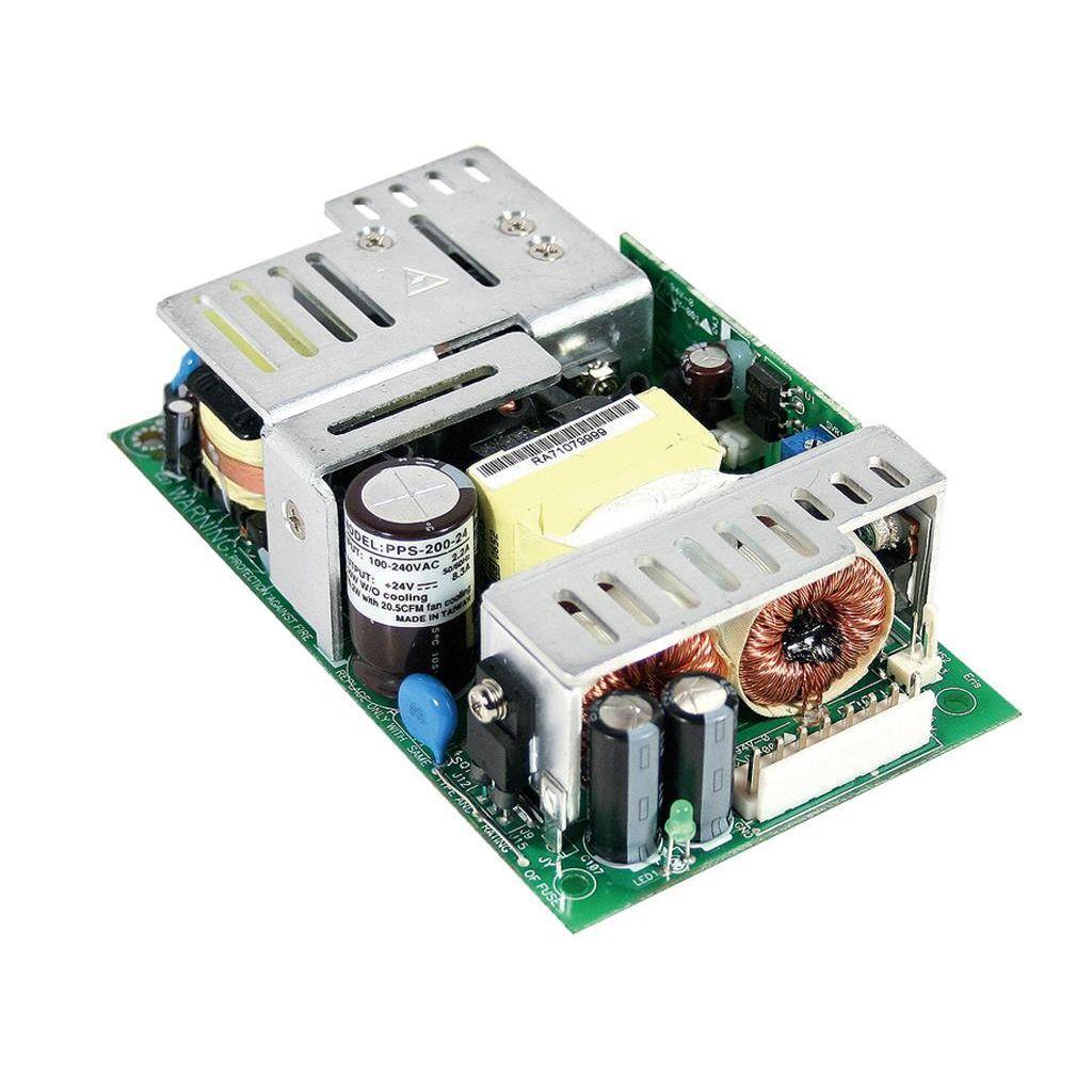 MEAN WELL PPS-200-48 AC-DC Single output Open frame power supply with PFC; Output 48Vdc at 4.17A; PPS-200-48 is succeeded by EPP-200-48.