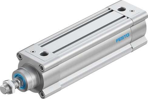 Festo 2125494 standards-based cylinder DSBC-63-150-PPVA-N3 With adjustable cushioning at both ends. Stroke: 150 mm, Piston diameter: 63 mm, Piston rod thread: M16x1,5, Cushioning: PPV: Pneumatic cushioning adjustable at both ends, Assembly position: Any