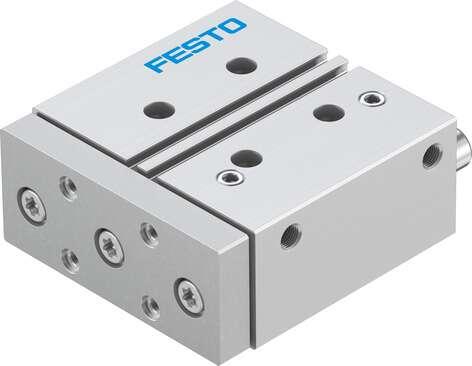 Festo 170933 guided drive DFM-32-50-P-A-KF With integrated guide. Centre of gravity distance from working load to yoke plate: 50 mm, Stroke: 50 mm, Piston diameter: 32 mm, Operating mode of drive unit: Yoke, Cushioning: P: Flexible cushioning rings/plates at both ends