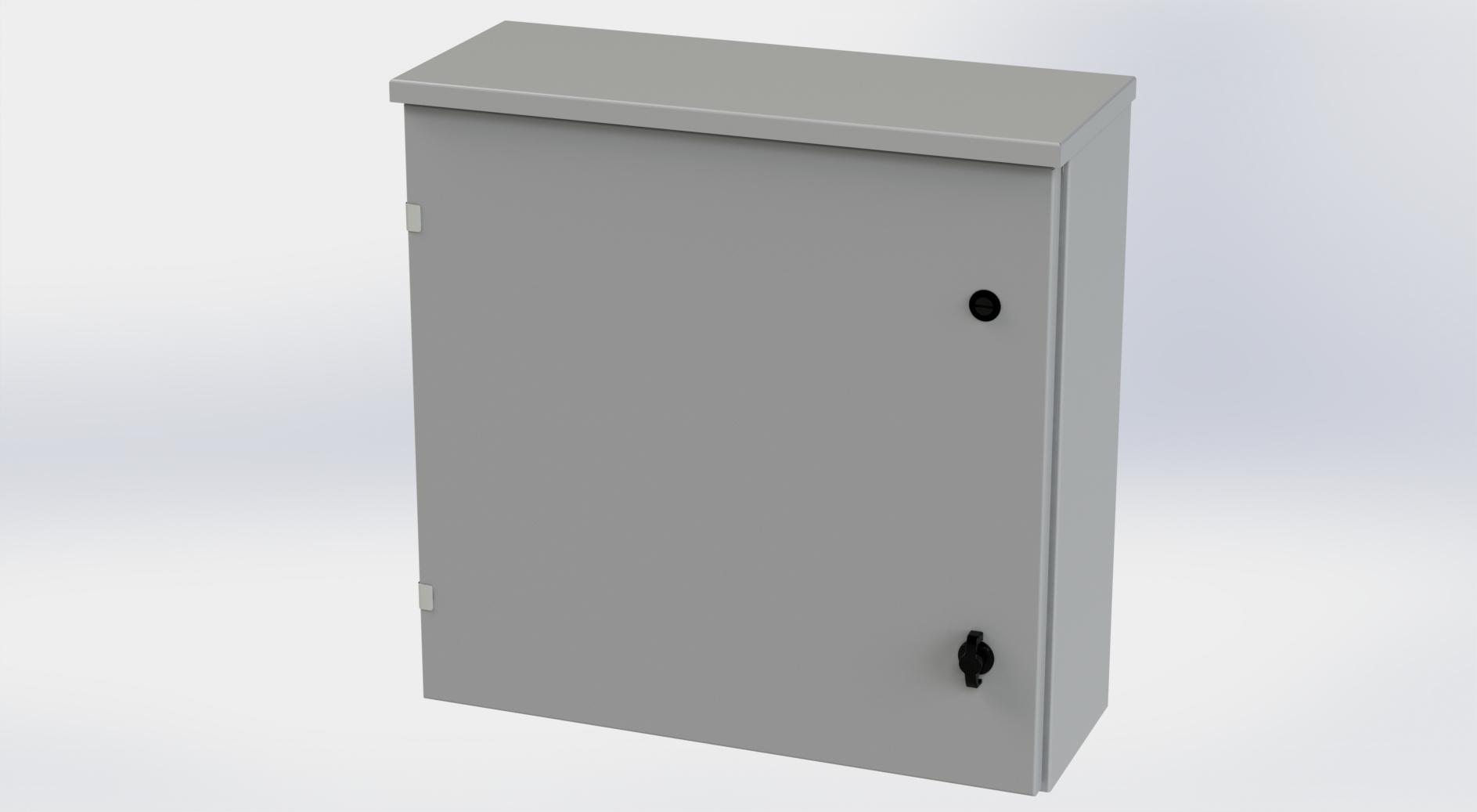 Saginaw Control SCE-24R2408LP Type-3R Hinged Cover Enclosure, Height:24.00", Width:24.00", Depth:8.00", ANSI-61 gray powder coating inside and out. Optional sub-panels are powder coated white.
