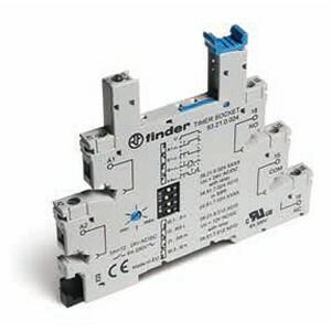 Finder 93.21.0.024 Plug-in socket with LED indicator - Finder - Input control voltage 24Vac (50Hz/60Hz) / 24Vdc - Rated current 10A - Box-clamp connections - DIN rail mounting - Blue color - IP20