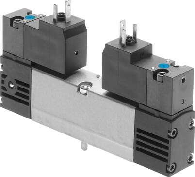 Festo 547217 solenoid valve VSVA-B-D52-H-A2-3AC1 With square plug, shape C Valve function: 5/2 bistable-dominant, Type of actuation: electrical, Valve size: 18 mm, Standard nominal flow rate: 550 l/min, Operating pressure: 2 - 10 bar