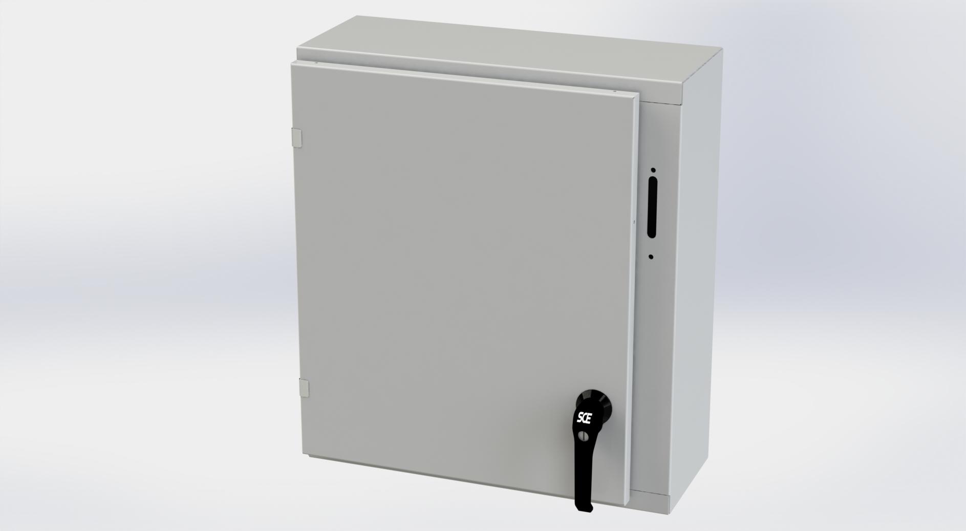 Saginaw Control SCE-24XEL2108LPLG XEL LP Enclosure, Height:24.00", Width:21.38", Depth:8.00", RAL 7035 gray powder coating inside and out. Optional sub-panels are powder coated white.