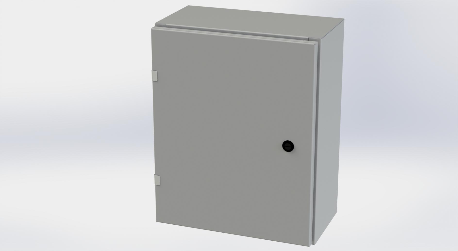 Saginaw Control SCE-20EL1608LP EL Enclosure, Height:20.00", Width:16.00", Depth:8.00", ANSI-61 gray powder coating inside and out. Optional sub-panels are powder coated white.