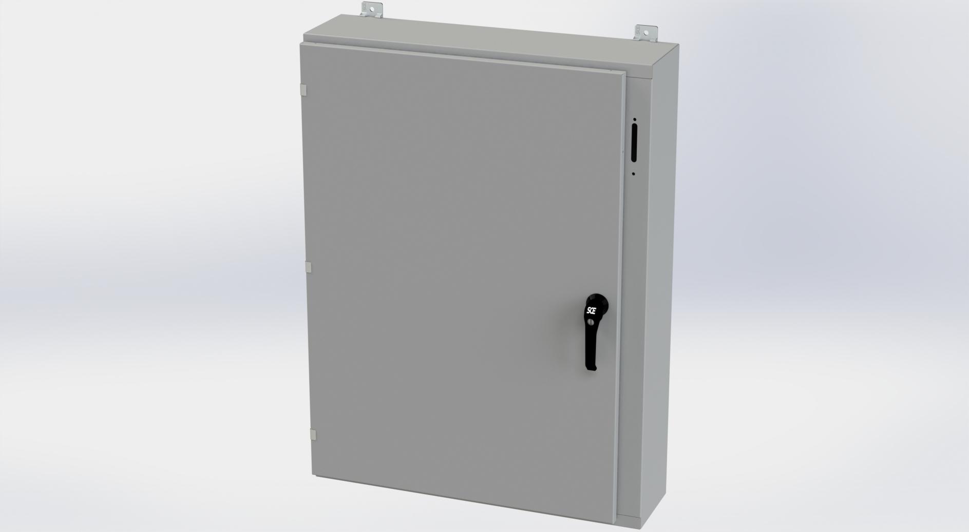 Saginaw Control SCE-42SA3208LPPL Obselete Use SCE-42XEL3108LP, Height:42.00", Width:31.38", Depth:8.00", ANSI-61 gray powder coating inside and out. Optional sub-panels are powder coated white.