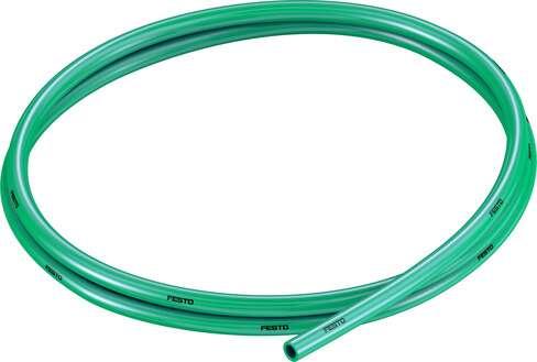 Festo 525446 plastic tubing PUN-V0-6X1-GN Flame retardant Outside diameter: 6 mm, Bending radius relevant for flow rate: 26,5 mm, Inside diameter: 4 mm, Min. bending radius: 12 mm, Tubing characteristics: Suitable for energy chains in applications with high cycle rate