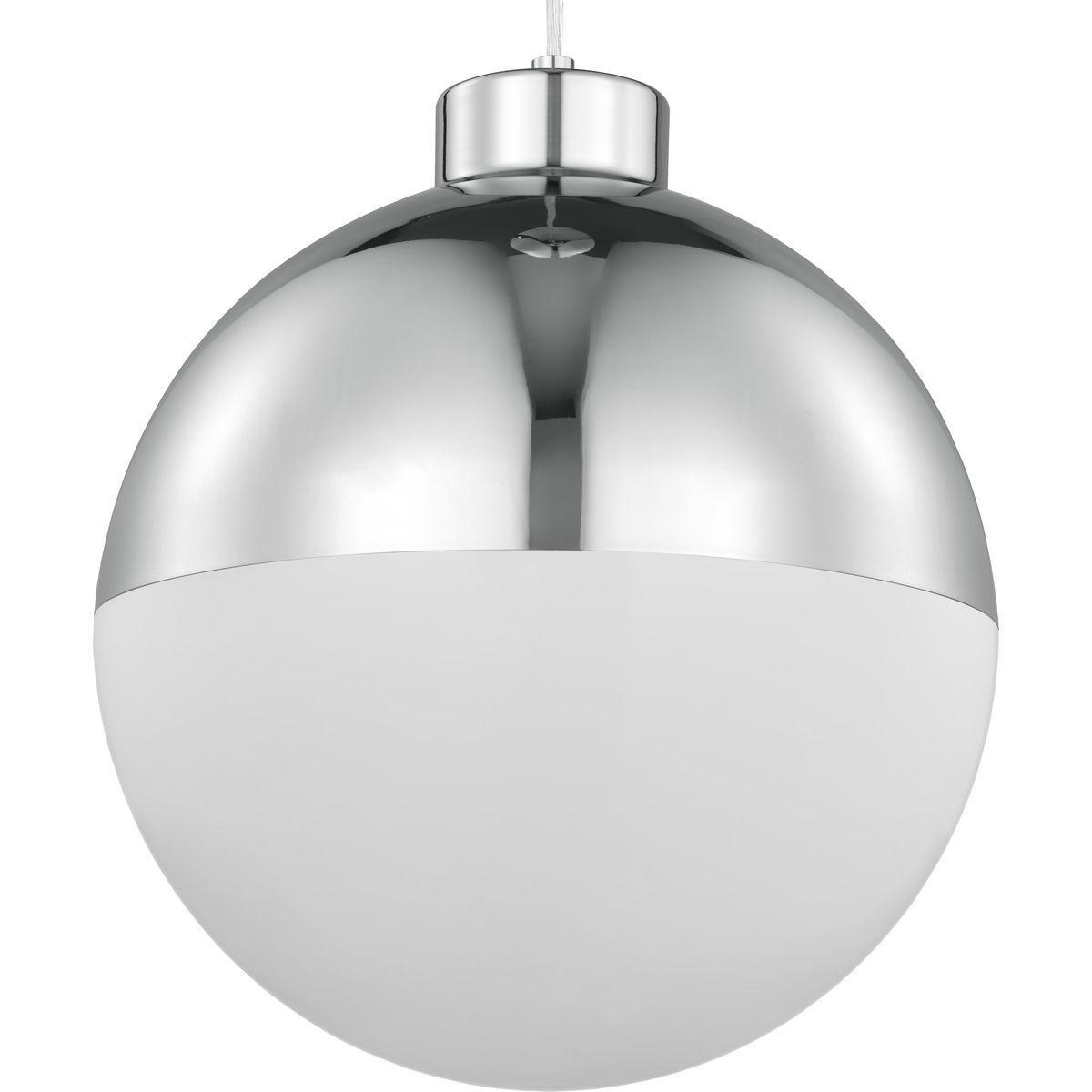 Hubbell P500148-015-30 A distinctive classic globe pendant is accented by a striking metal polished chrome cap. The cap holds a beautiful opal glass shade ready to emit gentle illumination. This versatile pendant can be displayed as a single fixture or in groups of two or more 