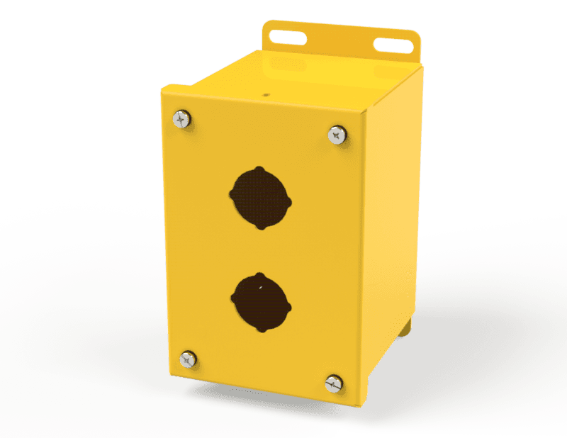 Saginaw Control SCE-2PBX-RAL1018 PBX Enclosure, Height:6.00", Width:4.00", Depth:4.75", RAL 1018 Yellow powder coat inside and out.