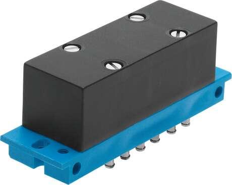 Festo 8761 distributor block FR-12-PK-3-B Nominal size: 2,5 mm, Assembly position: Any, Operating pressure complete temperature range: 0 - 8 bar, Operating medium: Compressed air in accordance with ISO8573-1:2010 [7:-:-], Note on operating and pilot medium: Lubricat