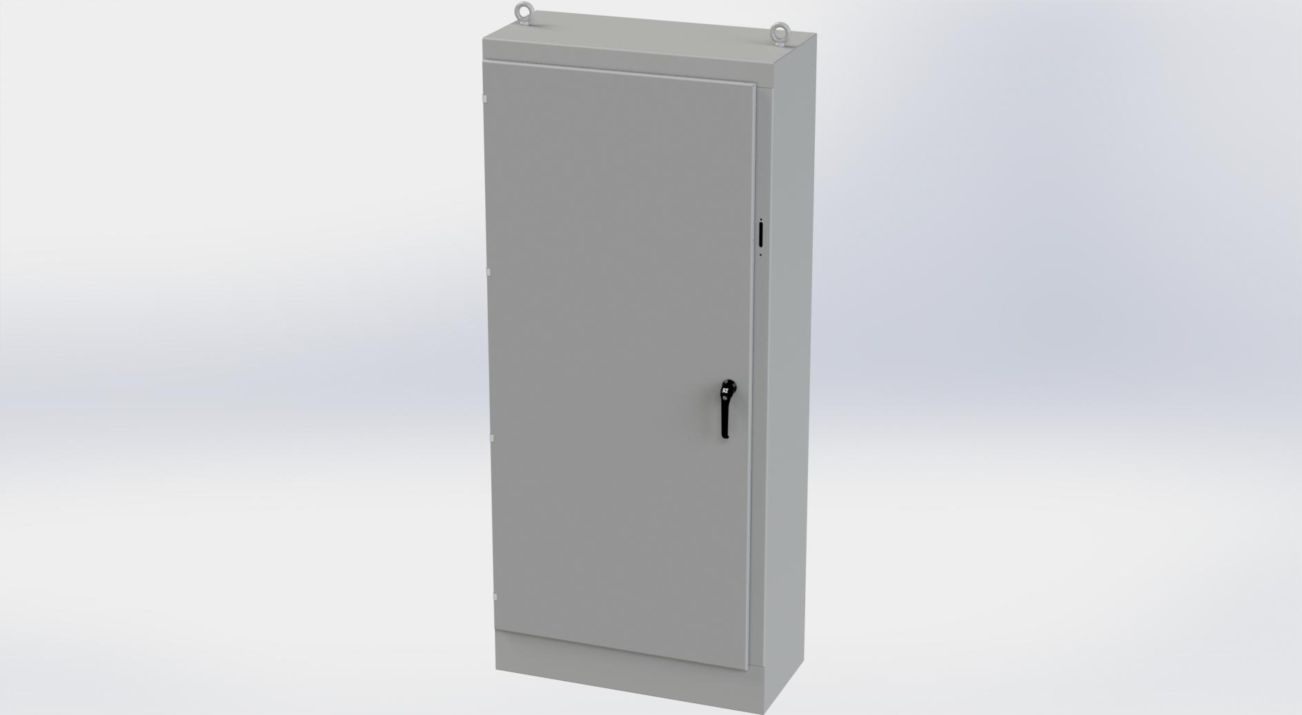 Saginaw Control SCE-90XM4018G 1DR XM Enclosure, Height:90.00", Width:39.50", Depth:18.00", ANSI-61 gray powder coating inside and out. Sub-panels are powder coated white.  